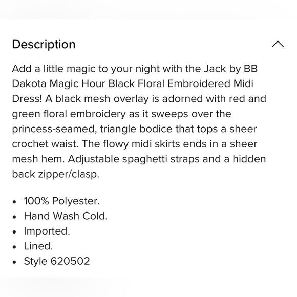 Jack by BB Dakota Magic Hour Black Embroidered Midi Dress Size 8 - Picture 13 of 13